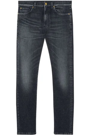 VERSACE Medusa-embroidered slim-fit jeans