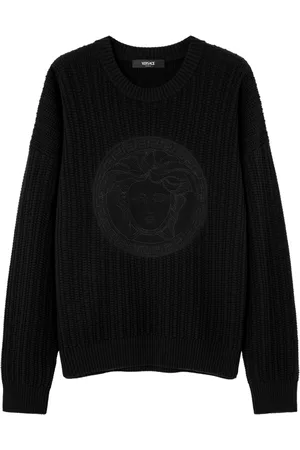VERSACE Medusa-embroidered cable-knit sweater