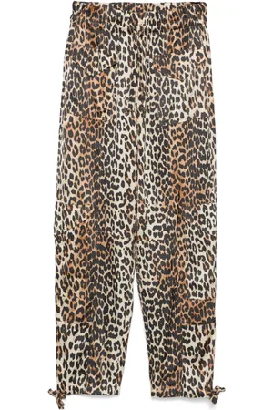 Ganni Leopard-print satin trousers