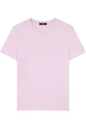 VERSACE Logo-embroidered fringed T-shirt