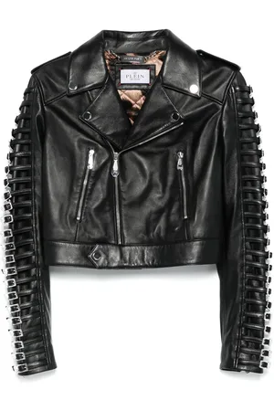 Philipp Plein Crystal-buckle biker jacket