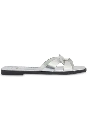 Moschino Metallic-leather slides