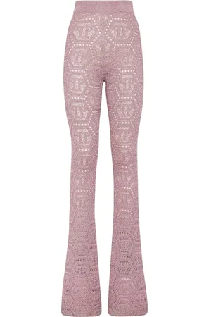 Philipp Plein Monogram-pattern open-knit trousers