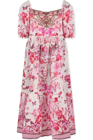 Camilla Puff-sleeve midi dress