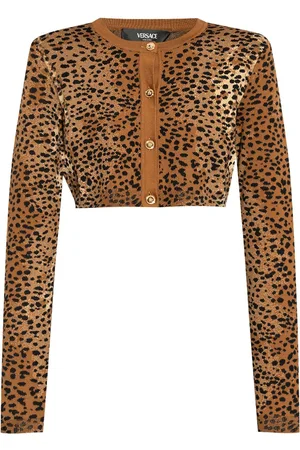 VERSACE Leopard-print cropped cardigan