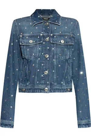 VERSACE Shimmering-appliques denim jacket