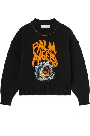 Palm Angels Embroidered shark knit sweater