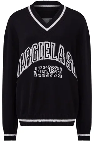 Maison Margiela Logo-knit v-neck jumper