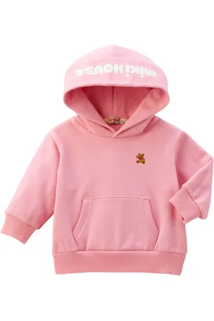 Miki House Bear-embroidered hoodie