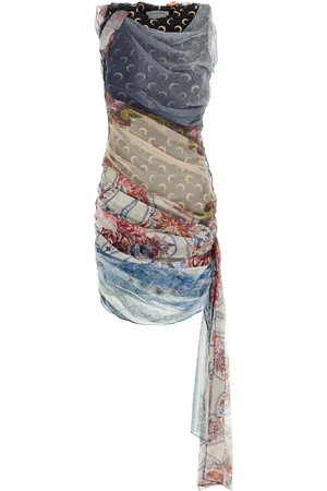 Marine Serre Silk scarves draped dress