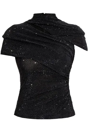 Self-Portrait Sequinned wrap-around top