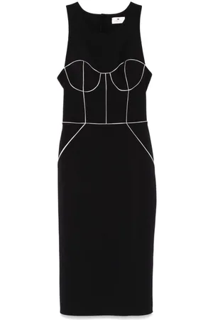 Elisabetta Franchi Contrasting-piping midi dress