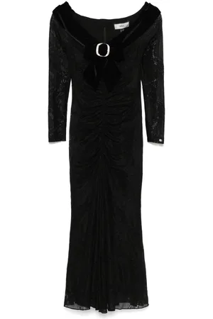 NISSA Bow-detail lace midi dress