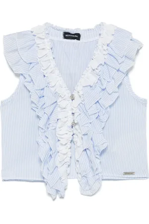 MONNALISA Ruffle-trim striped blouse