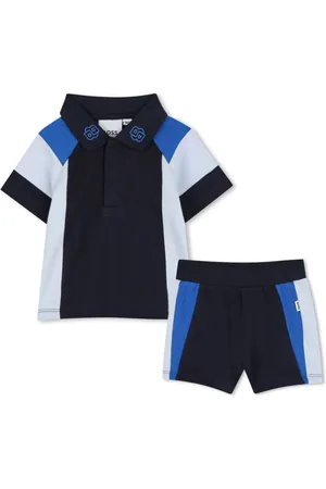 HUGO BOSS Colour-block polo and shorts set