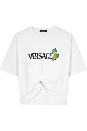 VERSACE Strawberry Garden Safety Pin cropped T-shirt