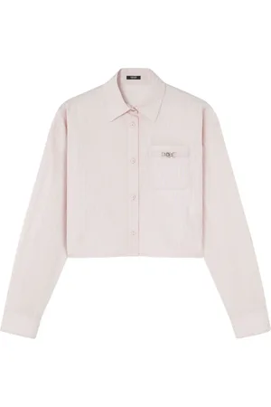 VERSACE Pinstripe Chain cropped shirt
