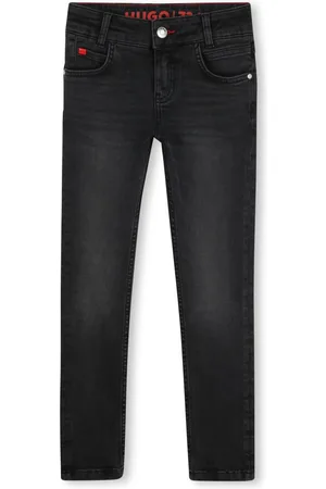 HUGO BOSS Logo-patch tapered jeans