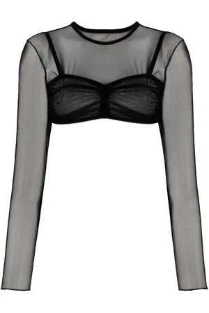 Ioana Ciolacu Semi-sheer construction cropped top