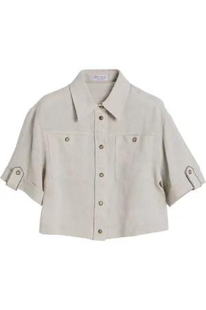 Brunello Cucinelli Glitter-detail canvas shirt