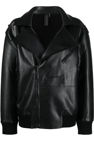Norma Kamali Faux leather zip-up biker jacket