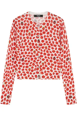 VERSACE Strawberry Garden silk cardigan