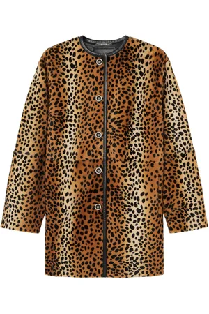 VERSACE Leopard-print collarless coat