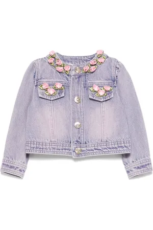 MONNALISA Floral-appliqu?? denim jacket