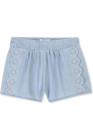 Chloé Scallop-edge denim shorts