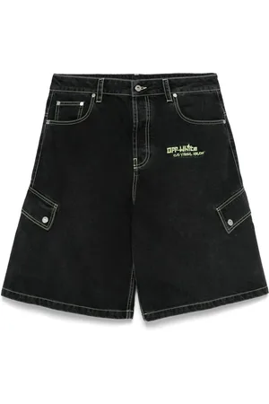 OFF-WHITE Logo-embroidered denim shorts
