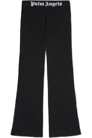 Palm Angels Logo-waistband lurex flared trousers