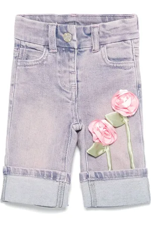 MONNALISA Rose-appliqu?? jeans