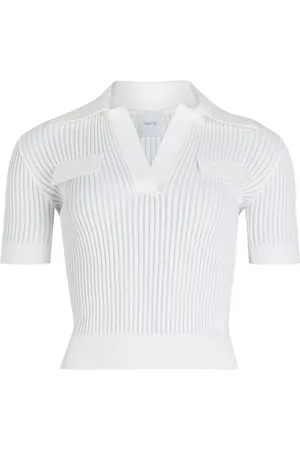 Patou Ribbed knit polo top