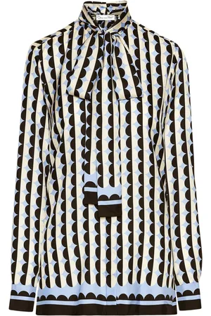 Oscar de la Renta Geometric Circle silk twill blouse