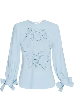 Oscar de la Renta English Rose cut-out georgette blouse