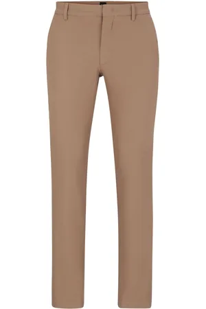 HUGO BOSS Logo-embroidered cotton-blend tapered trousers