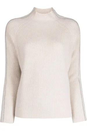 N.PEAL Sparkle-knit funnel-neck jumper