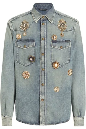 Dolce & Gabbana Crystal-embellished denim shirt