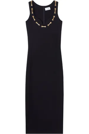 ST. JOHN Eyelet-detail midi dress