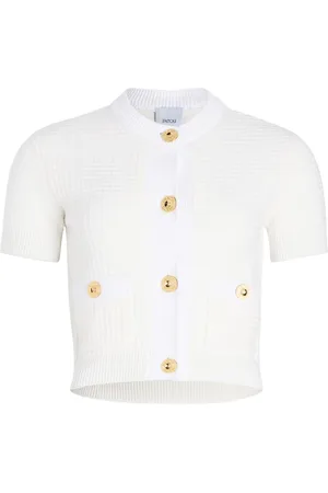 Patou Cropped waffle-knit cardigan