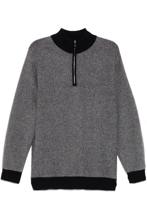 N.PEAL Textured Birdseye Half Zip sweater