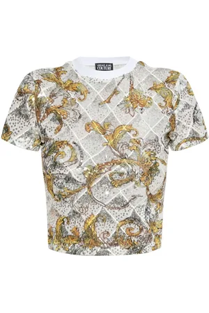 VERSACE Outline Barocco-print cropped T-shirt