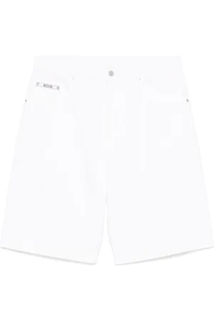 Moschino Embroidered-logo denim shorts