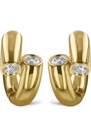 Pragnell 18kt yellow Eclipse diamond hoop earrings