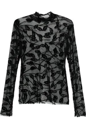 Norma Kamali Flocked-leaves top