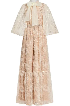 Self-Portrait Embellished cape maxi dress