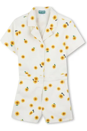 Kenzo Floral-print cotton playsuit