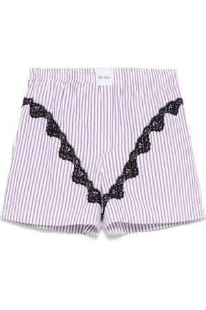 The Attico Striped poplin shorts