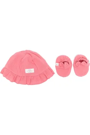 TEDDY & MINOU Ruffled hat and crib-shoes set