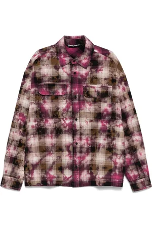 Palm Angels Curved-logo check shirt
